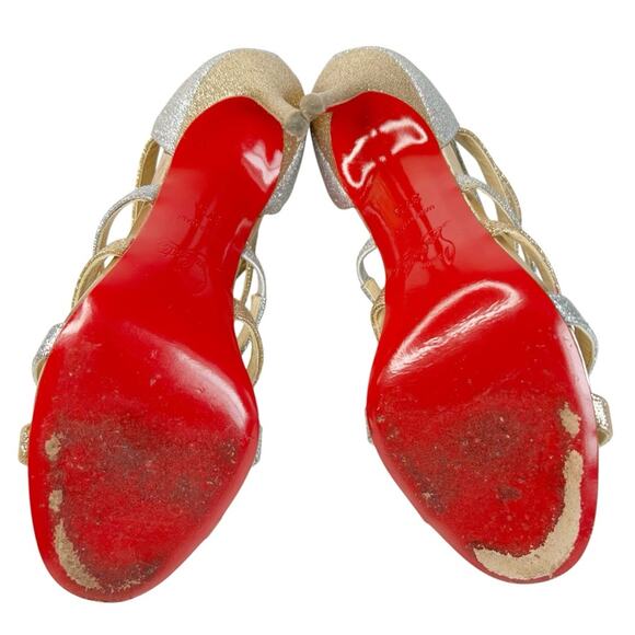 CHRISTIAN LOUBOUTIN Mariniere Glitter Strappy Heeled Sandals - Picture 8 of 13